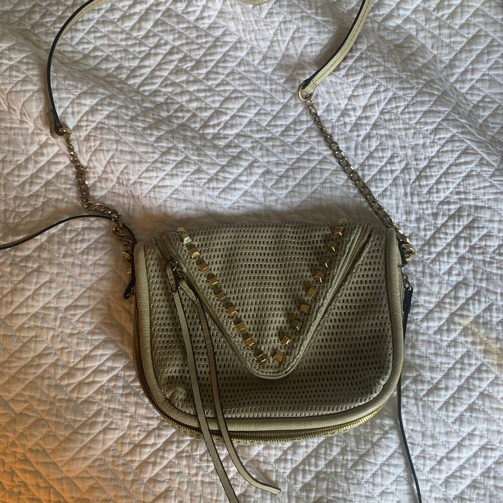 She+lo 245168 Womens Chain With Leather Shoulder Crossbody Bag Gray
